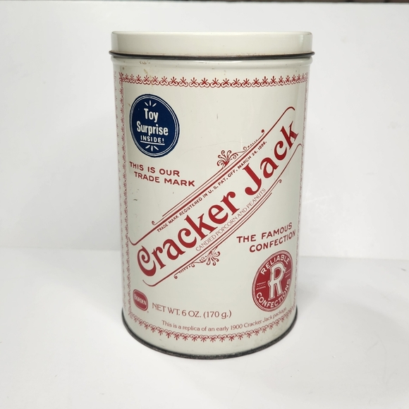 1980 Vintage Tin Kitchen Canister Cracker Jack Popcorn Confection EMPTY - Picture 2 of 16